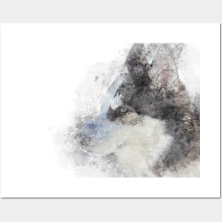 Husky Dog Art Abstract Posters and Art